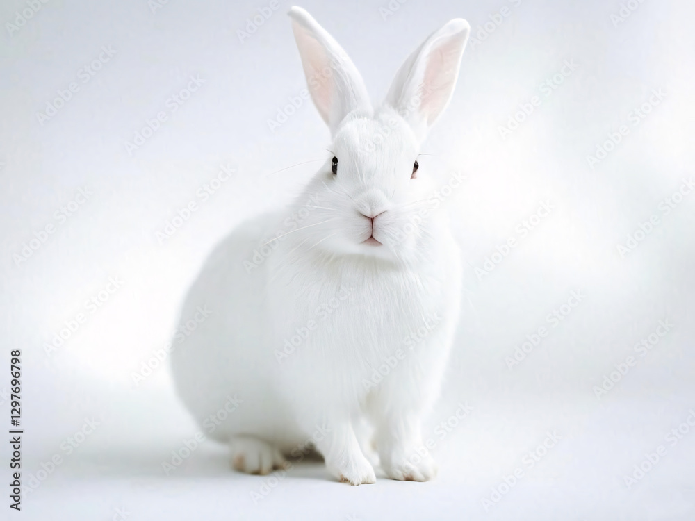Fototapeta premium white rabbit on white background