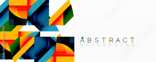 Abstract geometric artwork with interwoven angular and curved shapes, dynamic composition with smooth gradients and bold contrasts