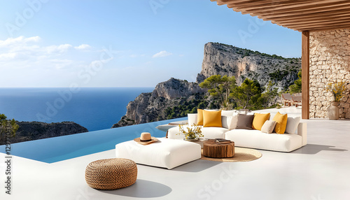 Coastal patio furniture, ocean view