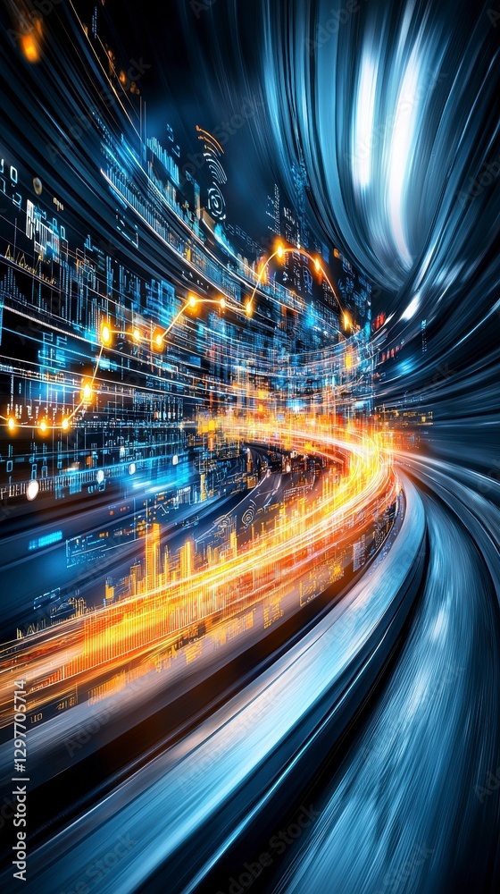 Obraz premium Futuristic Data Highway Speed, Technology, and Innovation.