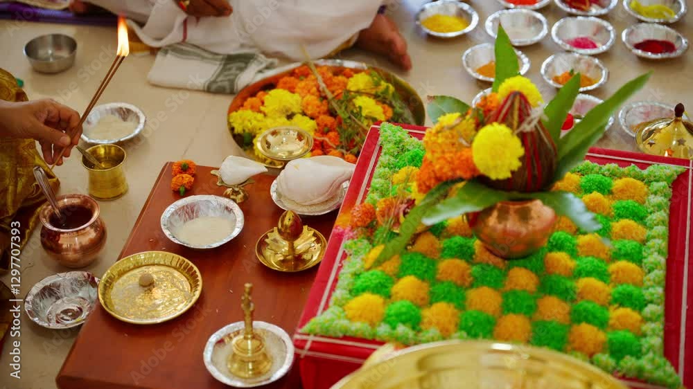 Devotee lights a incense stick in sacred space Devotee lights a incense stick in sacred space