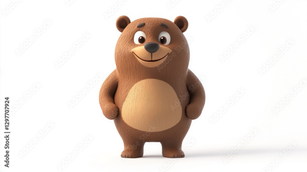 Cartoon bear standing. Animated character on blank white background. 3d render Cartoon bear standing. Animated character on blank white background. 3d render