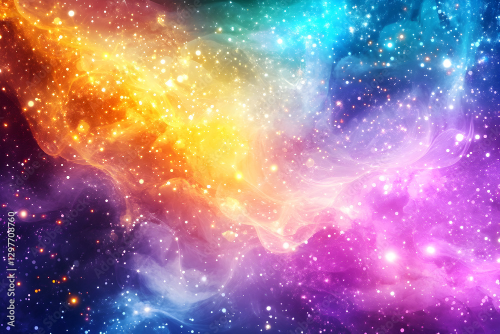 Naklejka premium Colorful Nebula, Cosmic Clouds