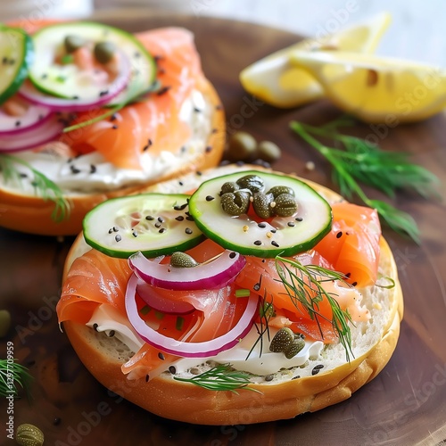 there are two sandwiches with salmon