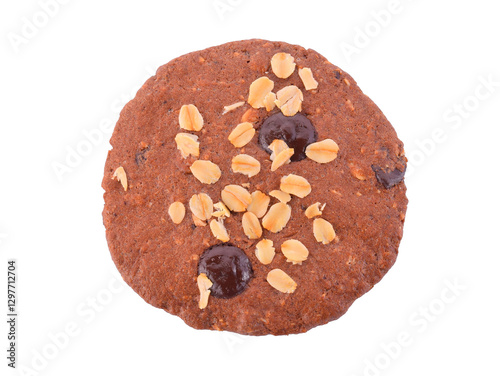Chocolate cookies with cereals on white transparent png