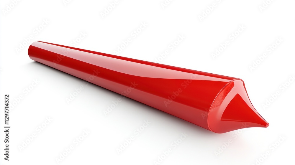 Red plastic edging trim piece lays on white surface. Close up. Angled perspective Red plastic edging trim piece lays on white surface. Close up. Angled perspective