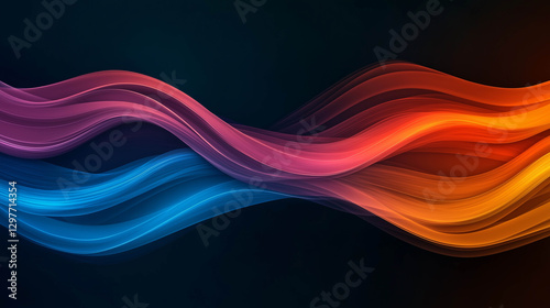Vibrant abstract energy waves in blue, orange, and pink colors create dynamic background. flowing lines evoke sense of movement and energy, perfect for modern designs