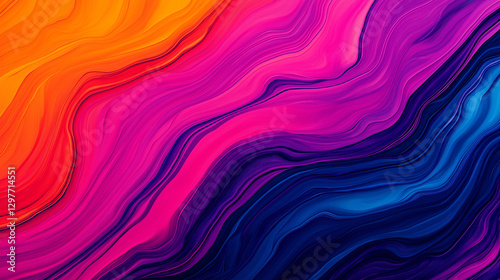 Vibrant abstract background with smooth fluid lines in orange, pink, and purple hues, creating dynamic and energetic visual experience