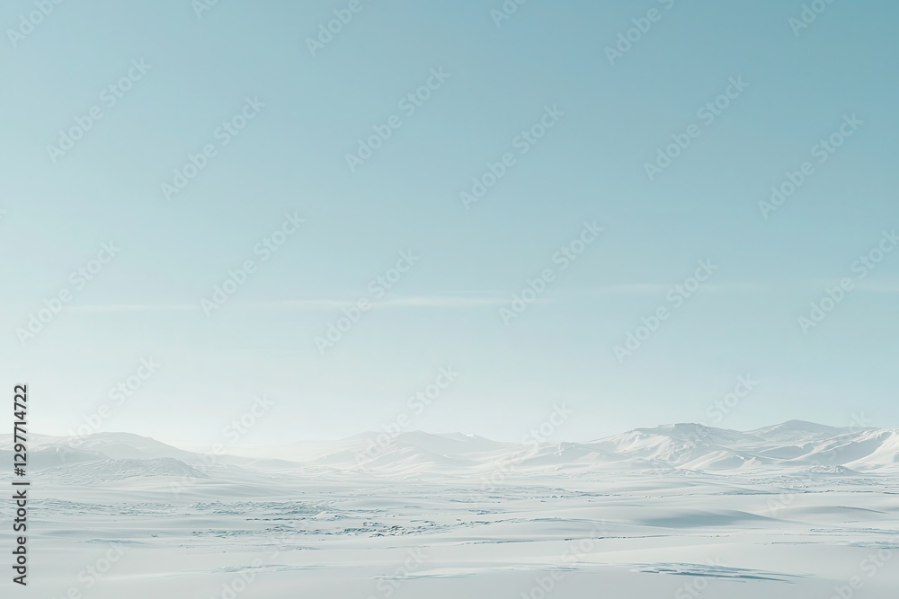 Fototapeta premium Serene Snowy Landscape Under Clear Blue Sky in Winter Season