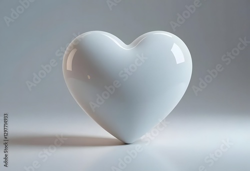 Minimalistic White Heart Shape on Neutral Background - Love, Romance, and Elegant Design Concept
