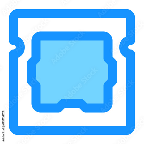 Central Processing Unit Icon for Processor Technology with Blue Outline