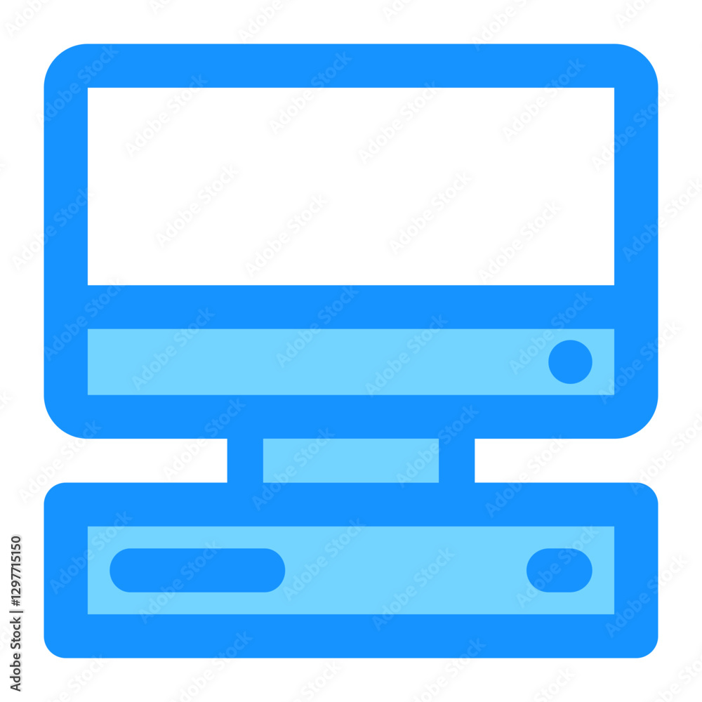 Computer Desktop Icon in Blue Lines for Technology and Design Computer Desktop Icon in Blue Lines for Technology and Design