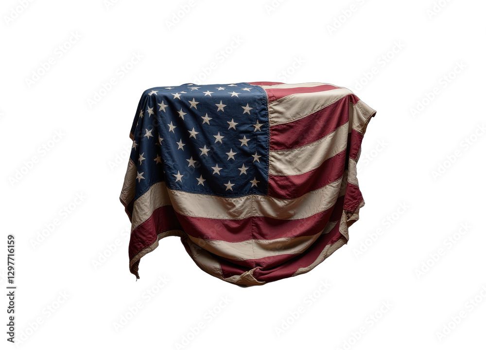 Draped United States Flag with transparent background