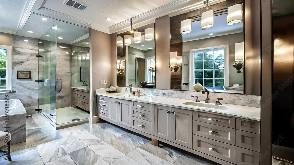Luxurious Bathroom Design Ideas Elegant Marble Floors, Walk-In Shower, Double Vanity & Separate Toilet for a Modern, Serene Retreat