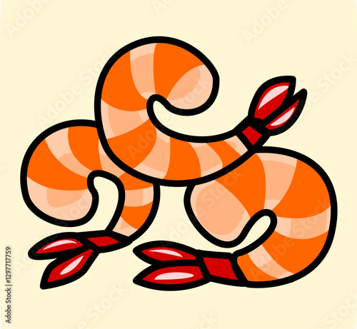 Ilustración de unas gambas peladas