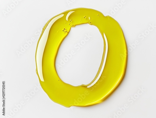 Wallpaper Mural a letter O made of spilled olive oil. top view. Minimalistic design on a plain white background Torontodigital.ca