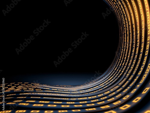 Obraz na płótnie Cyber security crime attack concept. Digital wave of glowing binary code flowing through a dark background, symbolizing technology and data movement. w salonie