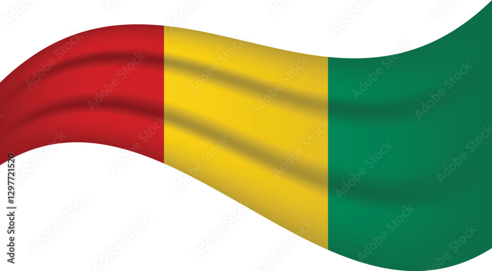 Obraz premium Guinea wavy flag, waving flag vector illustration