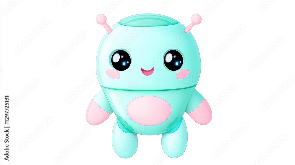 Cute and Colorful Cartoon Alien Character with Big Eyes and Smile Cute and Colorful Cartoon Alien Character with Big Eyes and Smile