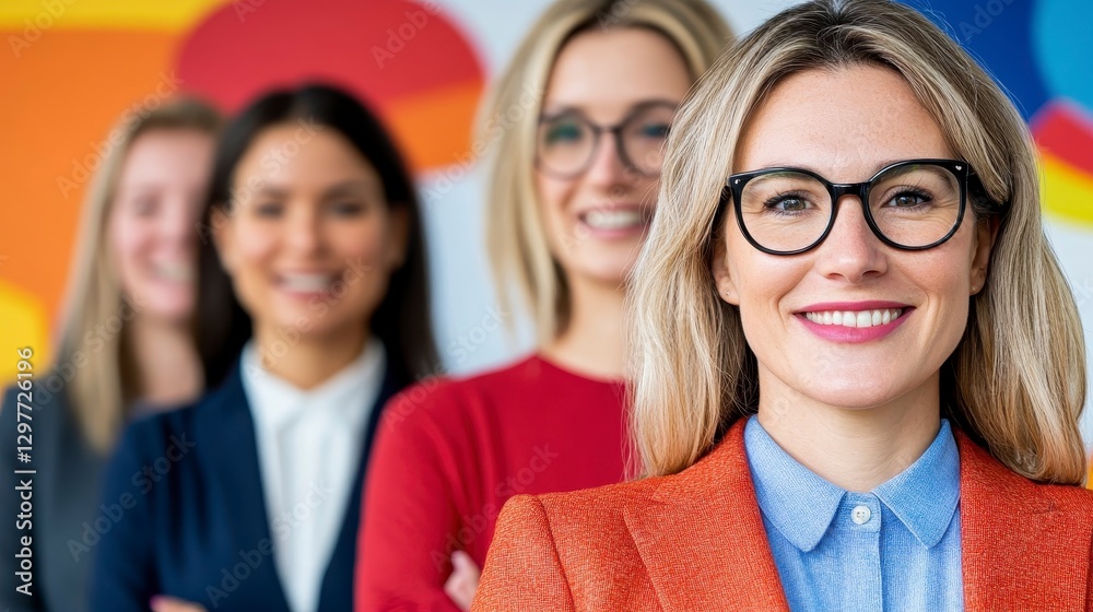 Fototapeta premium Confident Businesswomen Smiling in Creative Office Environment