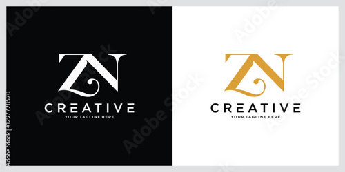 Initial ZN or NZ Logo Design Vector