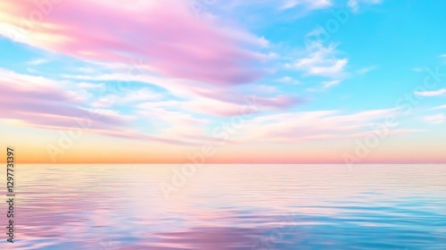 Serene Ocean Horizon at Sunset with Peaceful Pastel Sky Colors