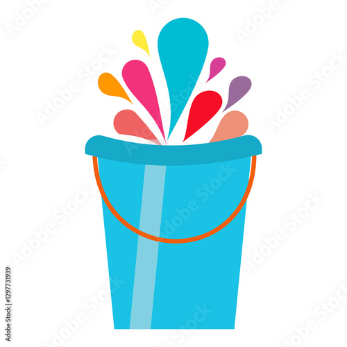 Bucket full of water with color splash