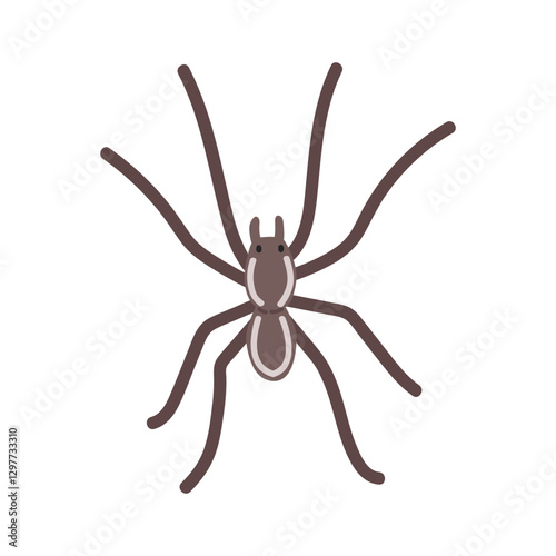 Raft spider cartoon clipart. Cute water spider, great raft spider or fen raft spider vector illustration. Animal in flat style. Insects and anthropods concept isolated on white background