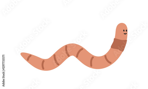 Earthworm cartoon clipart. Cute worm or earthworm (Lumbricina) vector illustration. Animal in flat style. Insects and anthropods concept isolated on white background