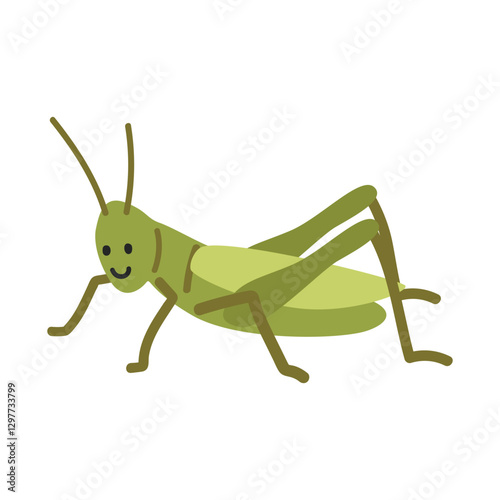 Grasshopper cartoon clipart. Cute green grasshopper (Caelifera) vector illustration. Animal in flat style. Insects and anthropods concept isolated on white background