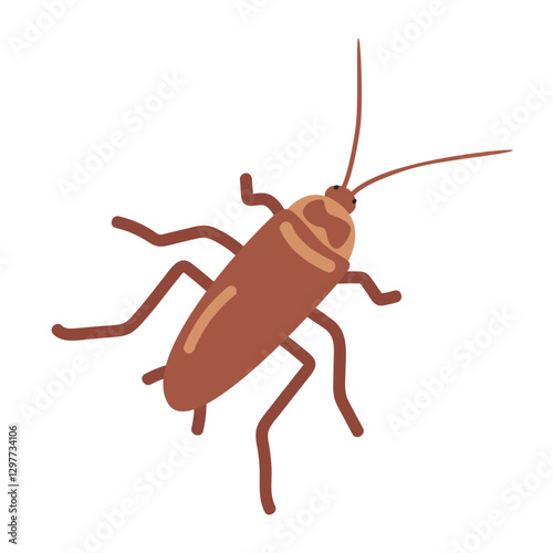 Cockroach cartoon clipart. Australian roach (Blattodea) vector illustration. Animal in flat style. Insects and anthropods concept isolated on white background
