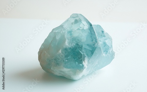Beautiful aquamarine crystal resting on a light surface showcasing its natural beauty and unique features