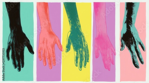 Colorful Hands Pop Art Graphic Design