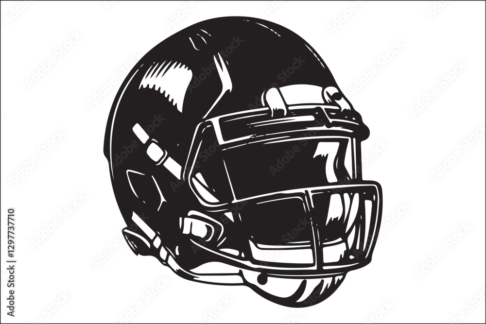 Fototapeta premium American Football Helmet Vector | Rugby Helmet Clipart | Sports SVG Illustration
