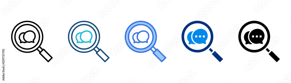 Transparent communication icon set multiple style collection	
