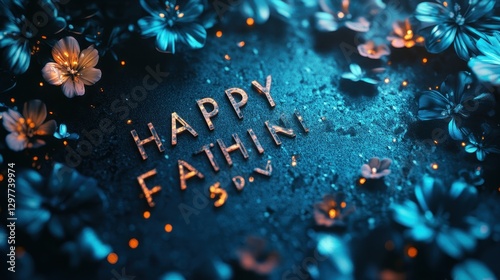 Happy Father s Day  Glowing Flowers   Textured Background photo