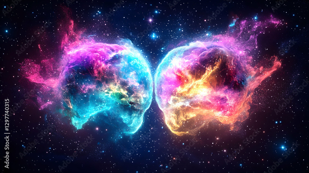 Fototapeta premium Cosmic Nebulae Dance in Space