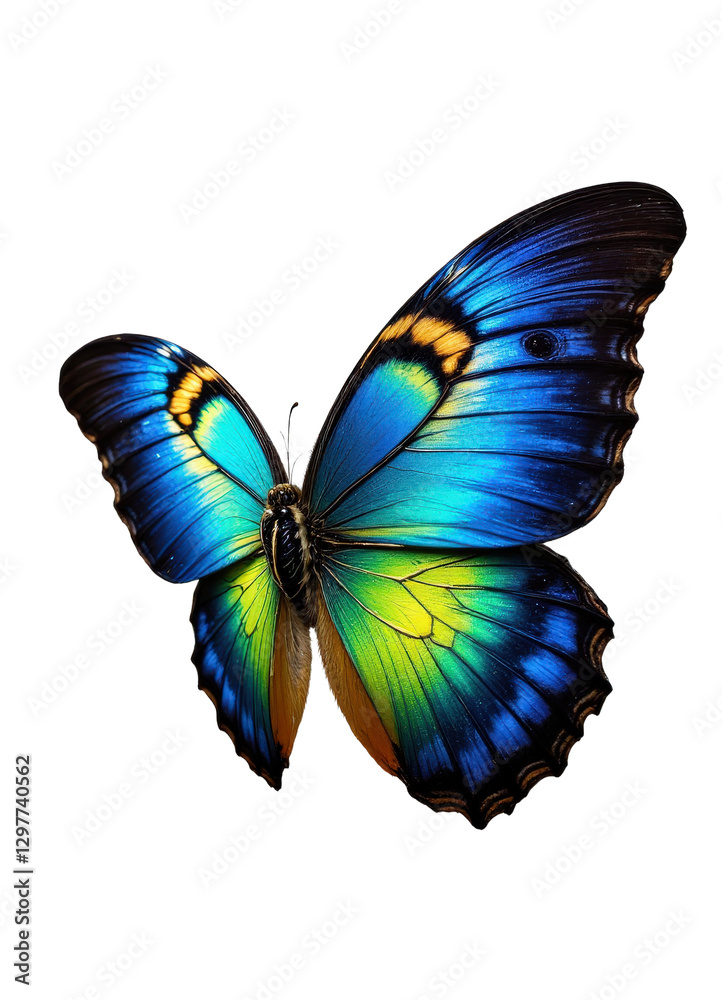 Striking Blue and Green Butterfly with Transparent Background Striking Blue and Green Butterfly with Transparent Background