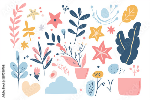 Hand-Drawn Floral Patterns - Colorful AI-Generated Vector.