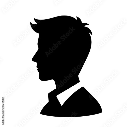 Silhouette icon of a young man in profile view, representing identity and personality