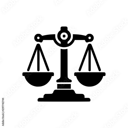 Icon of balanced scales representing justice, symbol of law and fairness