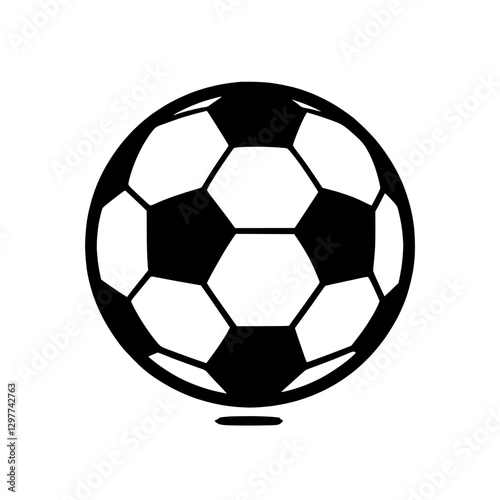 Classic soccer ball icon design with black and white panels, symbol of sport
