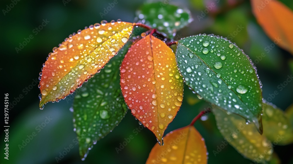 The sparkling beauty of leaves after rain The sparkling beauty of leaves after rain