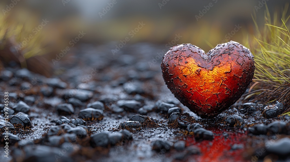 Fototapeta premium rusty old heart still beat love kindness worn weathered emotional 