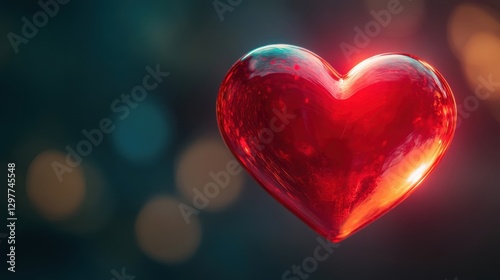 A Shiny Red Heart Against A Dark And Blurry Background