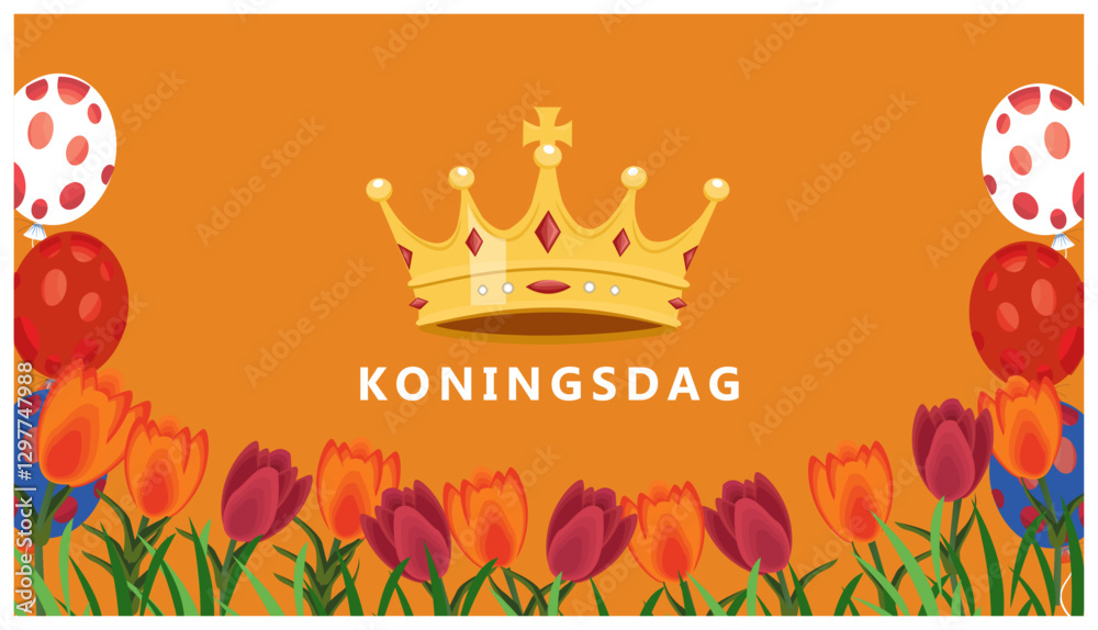 King’s Day Crown and Tulips Art