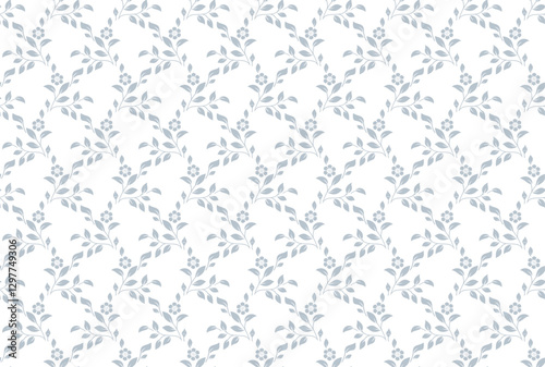 Flower pattern. Seamless white and gray ornament. Graphic vector background