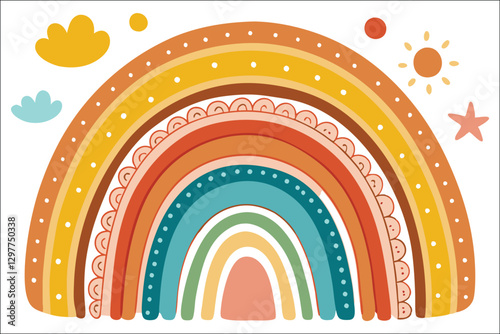 Retro Boho Sublimation Art – Watercolor PNG for Apparel