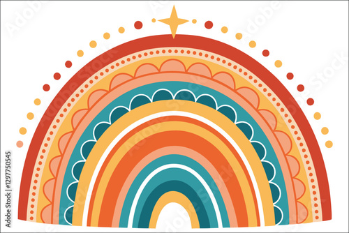 Retro Boho Sublimation Art – Watercolor PNG for Apparel