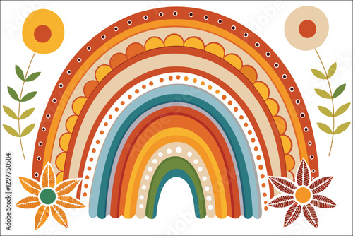 Retro Boho Sublimation Art – Watercolor PNG for Apparel